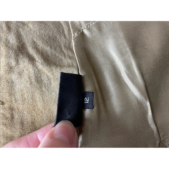 Genuine suede Size 12 skirt lined panelled sections Camel Tan Midi Y2K 00s 90s - Picture 9 of 12